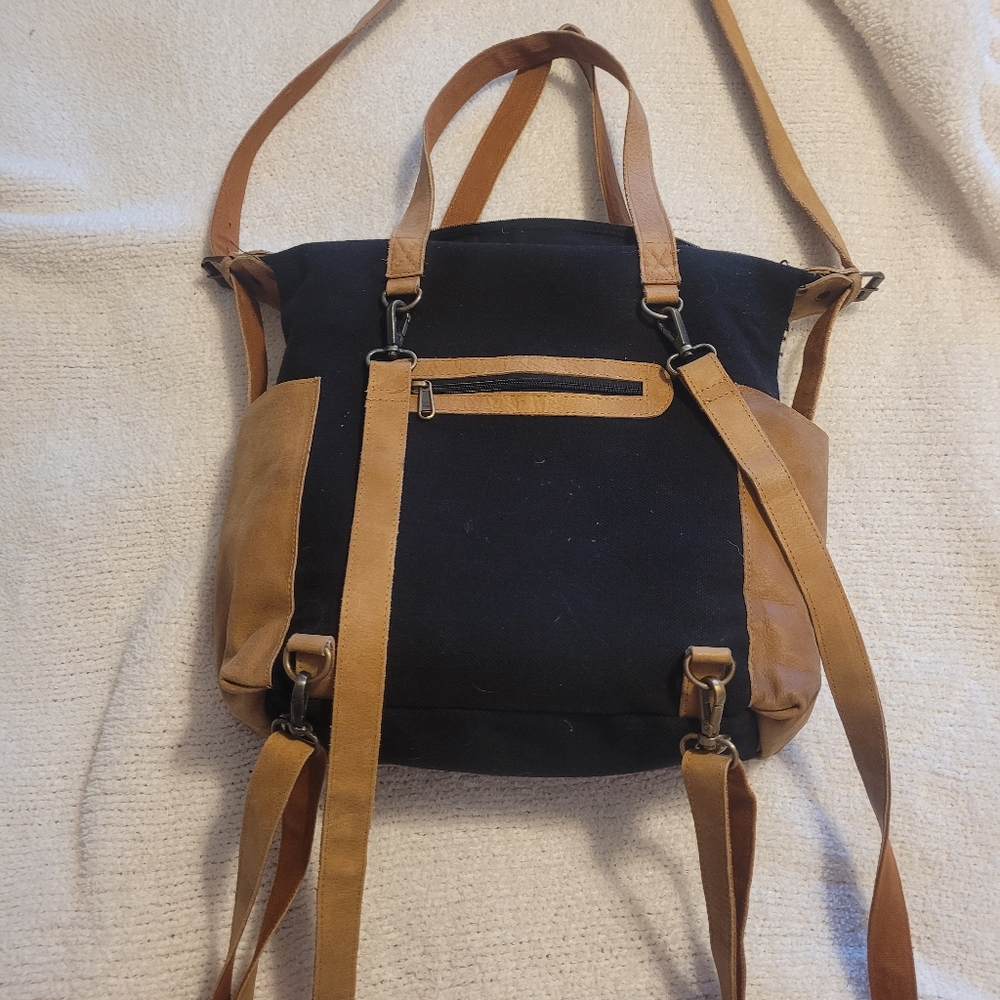 Stylish Tan And Black Patterned Backpack - image 2